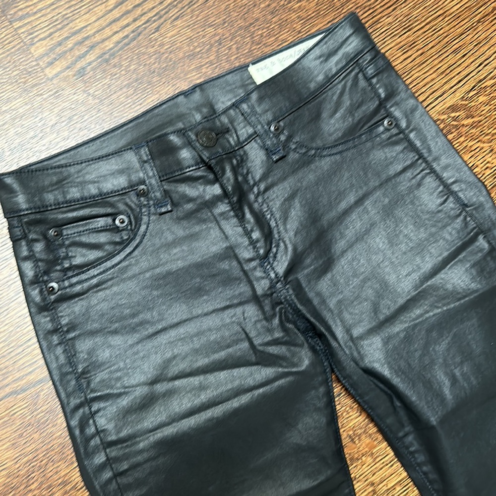 Rag & Bone sz 25 black coated skinny jeans - Picture 6 of 7